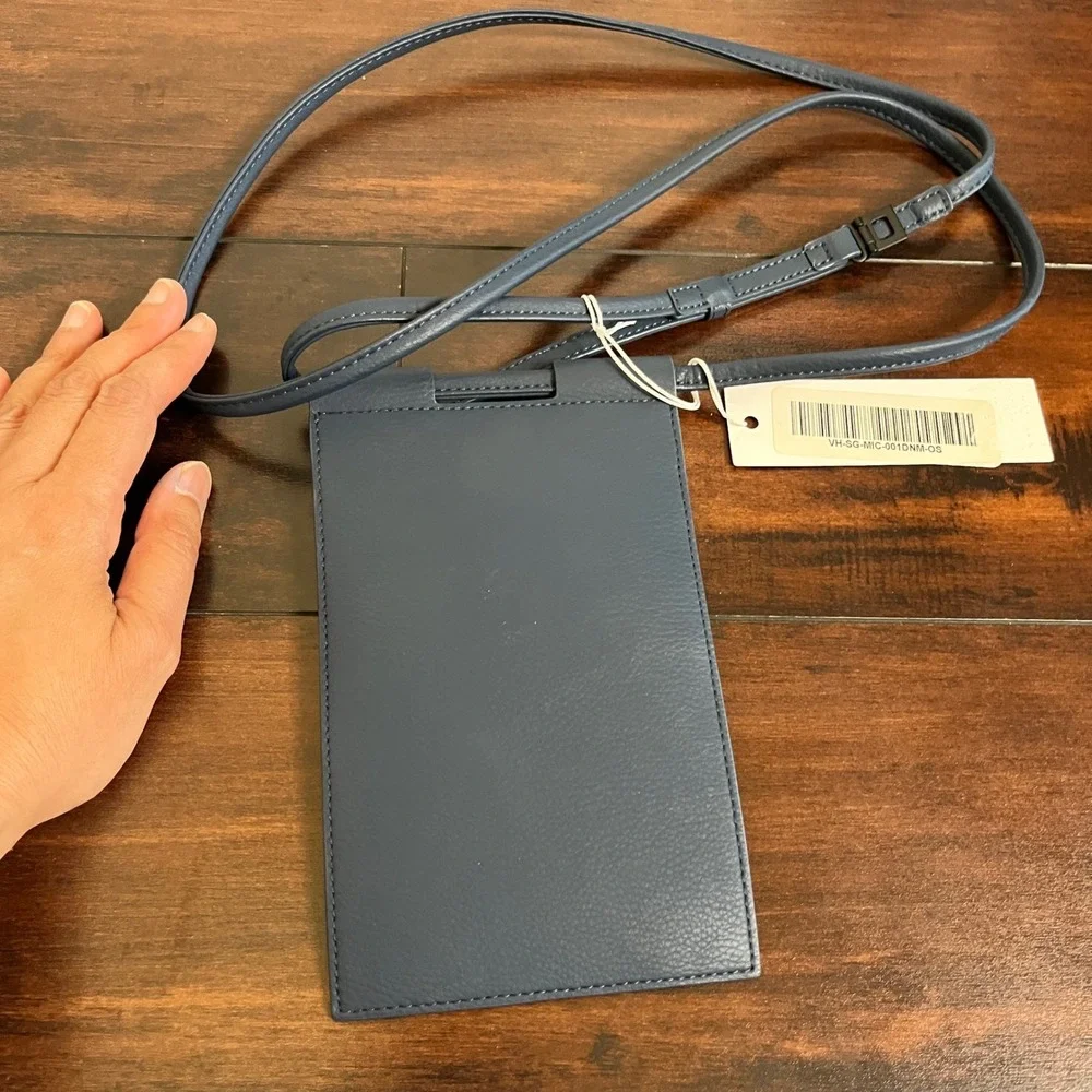 NEW Von Holzhausen Blue Vegan Leather Micro Bag Crossbody Phone‎ and Card Pouch